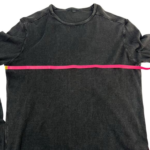 John Varvatos Mens Black Acid Wash Burnout Elbow Patch Cotton Sweater Sz L - Picture 7 of 10